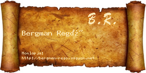 Bergman Regő névjegykártya